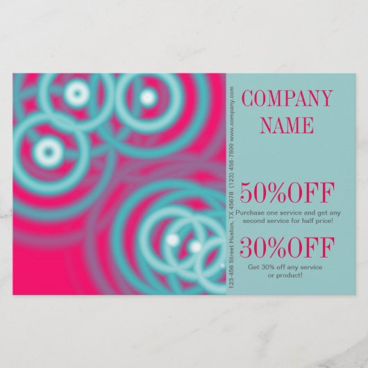 moderne chic roze aquablauw abstract flyer (Voorkant)