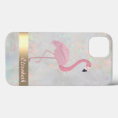 Moderne Chic Roze Flamingo's Opalescent Iridiseren Case-Mate iPhone Case (Achterkant (horizontaal))
