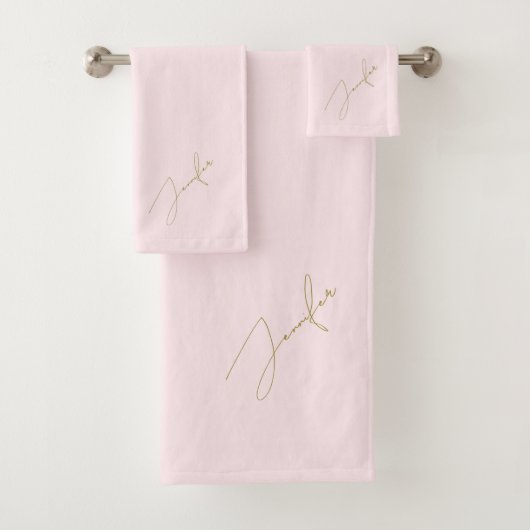 Moderne Chic Roze Goud Naam Schrift Bad Handdoek (Insitu)