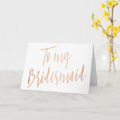 Moderne Chic Roze Goud Voor mijn bruidsmeisje Kaart (Gele Bloem)