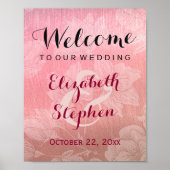 Moderne Chic Roze Gouden Bloem Bruiloftsbord Poste Poster (Voorkant)