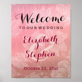 Moderne Chic Roze Gouden Bloemige Trouwbord Poster