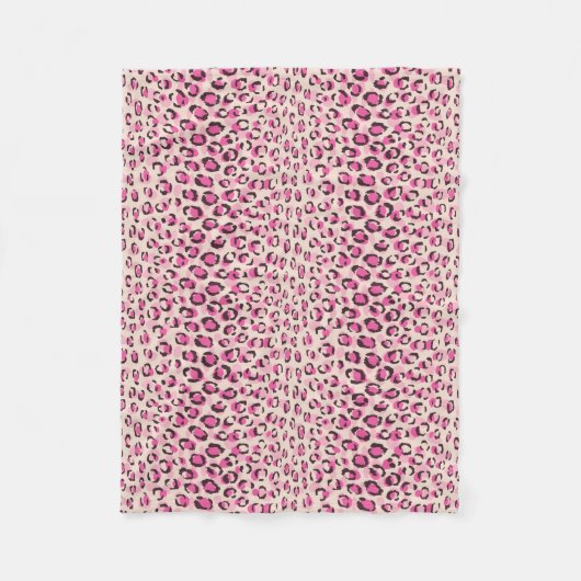 Moderne chic roze luipaardprint patroon monogram fleece deken (Voorkant)