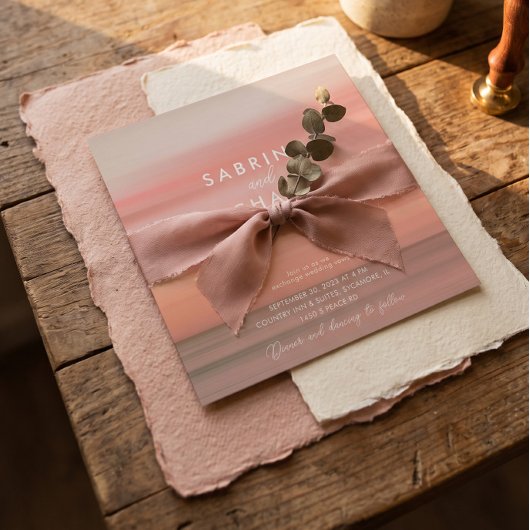 Moderne Chic Roze Roos Bruiloft Kaart
