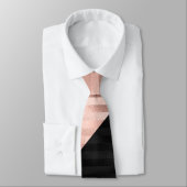 Moderne Chic Roze Rose Goud Zwarte Driehoek Cut Stropdas (Gebonden)