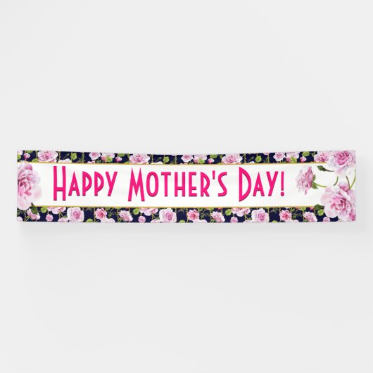Moderne Chic Roze Rozen | Moederdag Banner (Horizontaal)