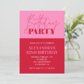 Moderne Chic Roze Typografie 82ste verjaardagsfees Kaart (Staand voorkant)