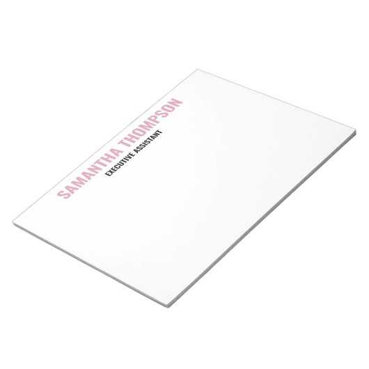 Moderne chic roze, wit en zwart notitieblok (Schuin)