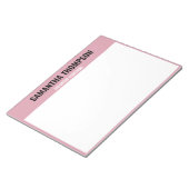 Moderne chic roze, wit en zwart notitieblok (Schuin)