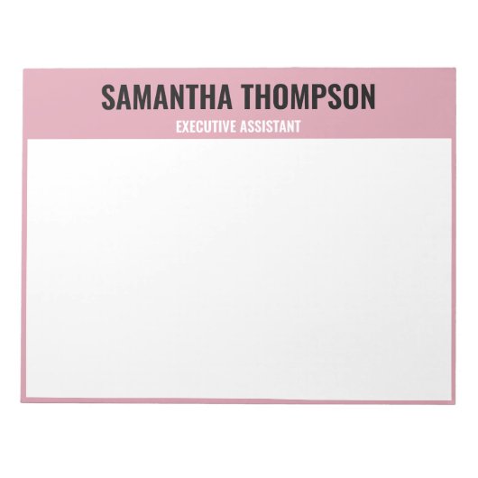 Moderne chic roze, wit en zwart notitieblok (Voorkant)