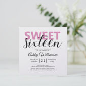 Moderne Chic Roze Witte Strepen Roze Sweet 16 Kaart (Staand voorkant)