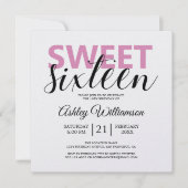 Moderne Chic Roze Witte Strepen Roze Sweet 16 Kaart (Voorkant)