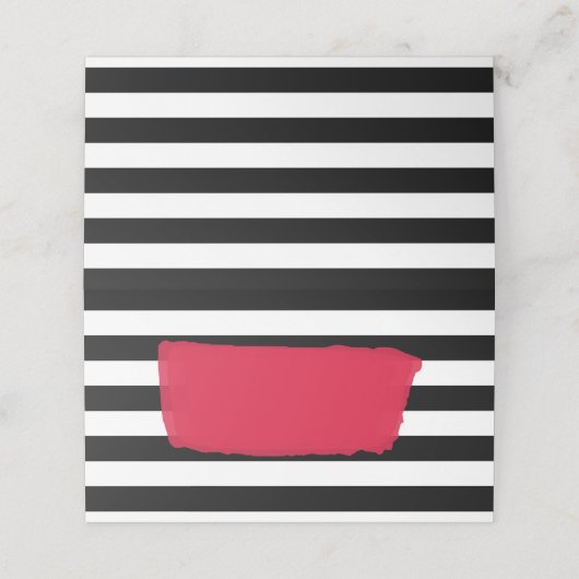 Moderne Chic Roze Zwart en Witte Strepen Plaatskaartje (Buitenkant ongevouwen)