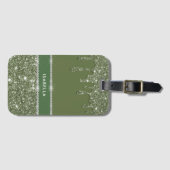 Moderne Chic Sage Green Glitter Sparkle Diamond Bagagelabel (Voorkant (horizontaal))