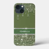 Moderne Chic Sage Green Glitter Sparkle Diamond Case-Mate iPhone Case (Achterkant)