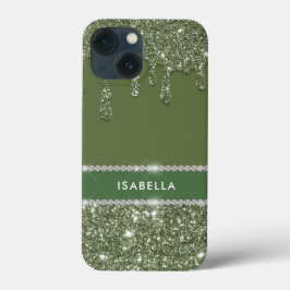 Moderne Chic Sage Green Glitter Sparkle Diamond Case-Mate iPhone Case