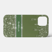 Moderne Chic Sage Green Glitter Sparkle Diamond Case-Mate iPhone Case (Achterkant (horizontaal))