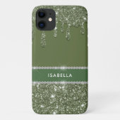 Moderne Chic Sage Green Glitter Sparkle Diamond Case-Mate iPhone Case (Achterkant)