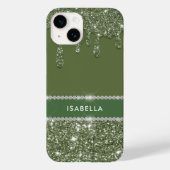 Moderne Chic Sage Green Glitter Sparkle Diamond Case-Mate iPhone Case (Achterkant)