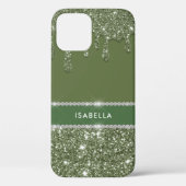 Moderne Chic Sage Green Glitter Sparkle Diamond Case-Mate iPhone Case (Achterkant)