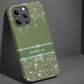 Moderne Chic Sage Green Glitter Sparkle Diamond Case-Mate iPhone Case