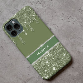 Moderne Chic Sage Green Glitter Sparkle Diamond Case-Mate iPhone Case
