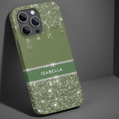 Moderne Chic Sage Green Glitter Sparkle Diamond Case-Mate iPhone Case