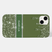 Moderne Chic Sage Green Glitter Sparkle Diamond Case-Mate iPhone Case (Achterkant (horizontaal))