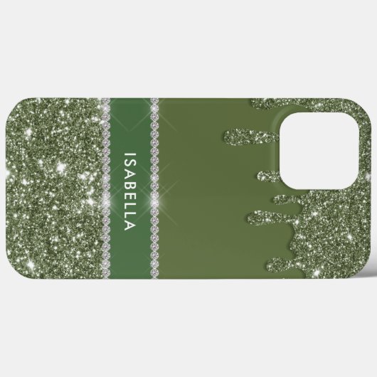 Moderne Chic Sage Green Glitter Sparkle Diamond Case-Mate iPhone Case (Achterkant (horizontaal))