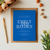 Moderne Chic Sapphire Blue QR Code Huwelijksuitnod Kaart