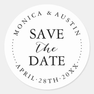 Moderne Chic Save the Date Calligrafie Lettering Ronde Sticker