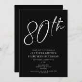 Moderne Chic Script 80ste verjaardag Kaart (Voorkant / Achterkant)