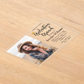 moderne chic script afstudeer brunch foto acryl uitnodigingen (Laagn)