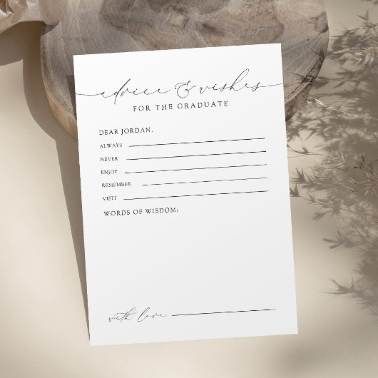 Moderne Chic Script Afstudeeradvies & wensen Advieskaart