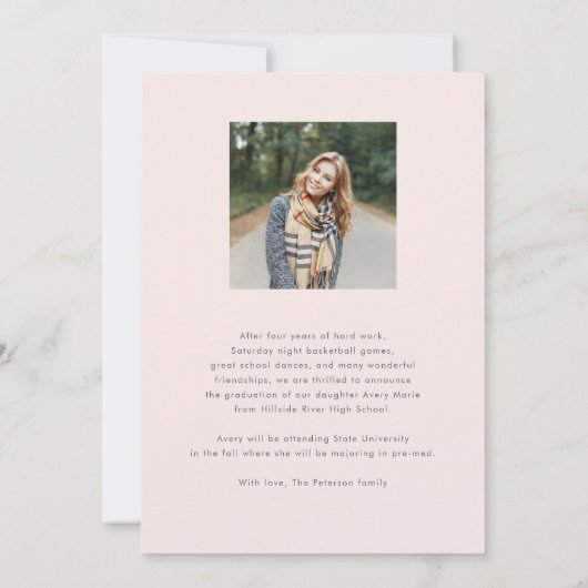 Moderne Chic Script Afstuderen Fotoaankondiging Aankondiging (Achterkant)