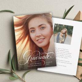 Moderne Chic Script Afstuderen Fotoaankondiging Aankondiging