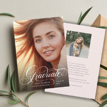 Moderne Chic Script Afstuderen Fotoaankondiging