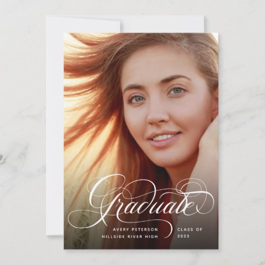 Moderne Chic Script Afstuderen Fotoaankondiging Aankondiging (Voorkant)