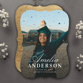 Moderne Chic Script Afstuderen Fotoaankondiging Kaart