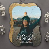 Moderne Chic Script Afstuderen Fotoaankondiging Kaart