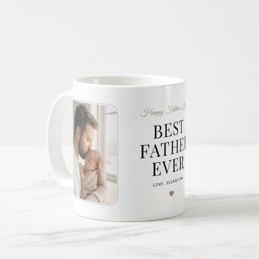 Moderne Chic Script Beste Papa Ooit Foto Koffiemok (Voorkant links)