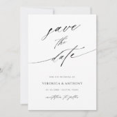 Moderne chic Script Black & White-foto Save The Date (Voorkant)