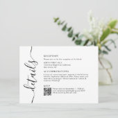 Moderne Chic Script bruiloft details Informatiekaartje (Staand voorkant)