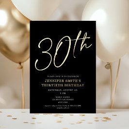 Moderne Chic Script Dertigste 30e Verjaardagsfeest Folie Uitnodiging