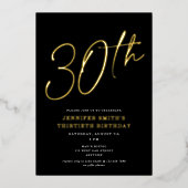 Moderne Chic Script Dertigste 30e Verjaardagsfeest Folie Uitnodiging (Voorkant)