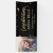 Moderne chic Script Elegant Gold Afstuderen foto Spandoek (Verticaal)