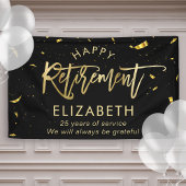 Moderne Chic Script Elegant Gold Happy Retirement Spandoek