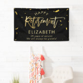 Moderne Chic Script Elegant Gold Happy Retirement Spandoek (Insitu)