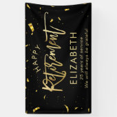 Moderne Chic Script Elegant Gold Happy Retirement Spandoek (Verticaal)