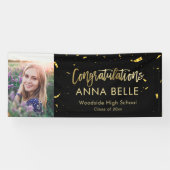 Moderne chic script elegante gouden afstudeerfoto spandoek (Horizontaal)